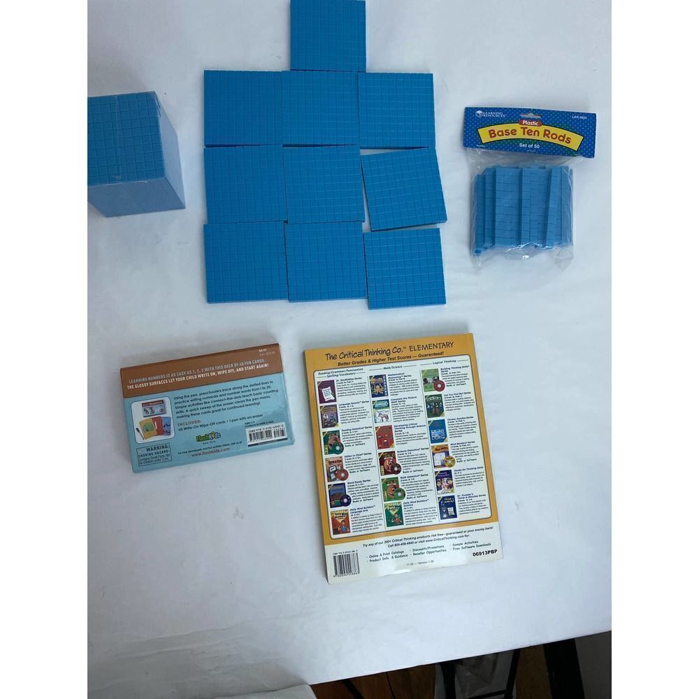 Base Ten Math Blocks, Math Workbooks, Write-On Number Cards Home School - Picture 2 of 2